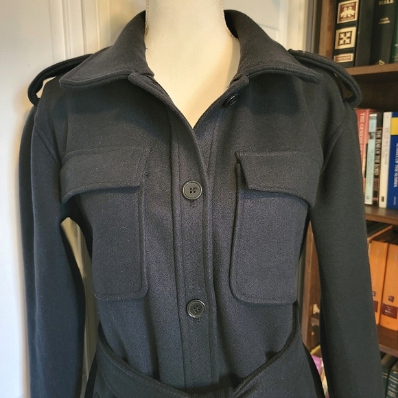 7 For All Mankind Pea Coat Jacket Size Small (4-6) Black‎ - Picture 8 of 9